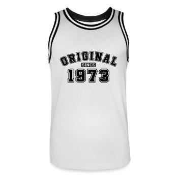 Original Since 1973 College Style - Men's Basketball Jersey - white/black - Front - AI Model Male 185 dark (185cm)