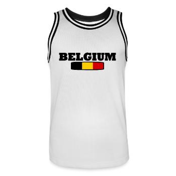 Belgien - Männer Basketball-Trikot - Weiß/Schwarz - Vorne - AI Model Male 185 dark (185cm)