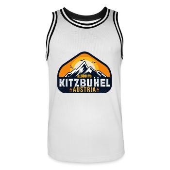 Kitzbühel Austria Retro Sunset Ski 80s - Men's Basketball Jersey - white/black - Front - AI Model Male 185 dark (185cm)