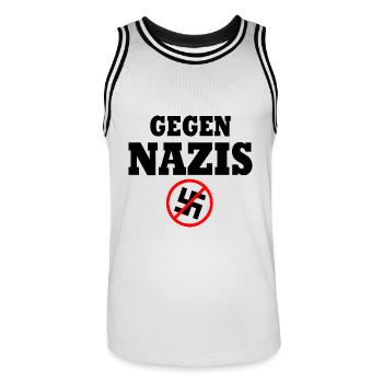 Gegen nazis - Männer Basketball-Trikot - Weiß/Schwarz - Vorne - AI Model Male 185 dark (185cm)