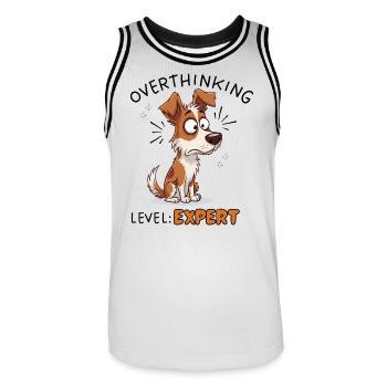 Jack Russell réfléchit trop à la conception experte des chiens - Maillot de basket Homme - blanc/noir - Devant - AI Model Male 185 dark (185cm)