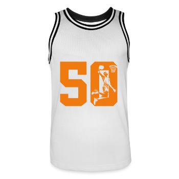 NUMÉRO 50 BASKETBALL 50E ANNIVERSAIRE - Maillot de basket Homme - blanc/noir - Devant - AI Model Male 185 dark (185cm)