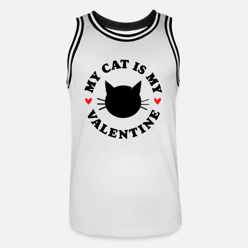 Mon chat est mon Valentin - Maillot de basket Homme - blanc/noir