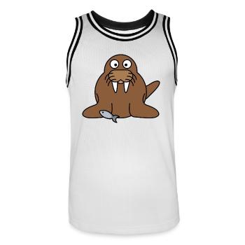 walross2 - Maillot de basket Homme - blanc/noir - Devant - AI Model Male 185 dark (185cm)
