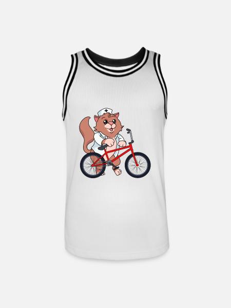 Verpleegkundige Kat Emergency BMX Gebruik Bike Doctor - Mannen basketbal shirt - wit/zwart