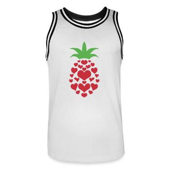 Pineapple's Heart - Men's Basketball Jersey - white/black - Front - AI Model Male 185 dark (185cm)