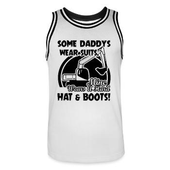 Heavy Equipment Operator My Daddy Wears A Hard Hat - Men's Basketball Jersey - white/black - Front - AI Model Male 185 dark (185cm)