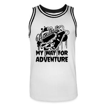 Handball My Way For Adventure - Men's Basketball Jersey - white/black - Front - AI Model Male 185 dark (185cm)
