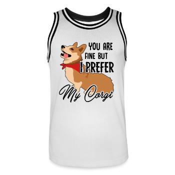 I Prefer My Corgi Dog - Men's Basketball Jersey - white/black - Front - AI Model Male 185 dark (185cm)