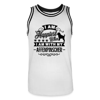 Happiest With Affenpinscher - Men's Basketball Jersey - white/black - Front - AI Model Male 185 dark (185cm)