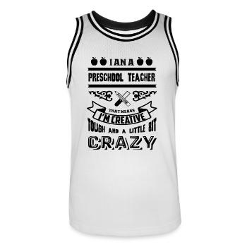 I Am A Preschool Teacher - Men's Basketball Jersey - white/black - Front - AI Model Male 185 dark (185cm)