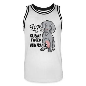 Love is a Sugar Faced Weimaraner - Men's Basketball Jersey - white/black - Front - AI Model Male 185 dark (185cm)