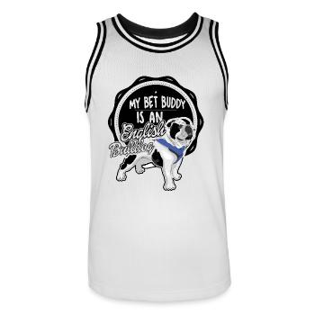 My best buddy is an english bulldog - Men's Basketball Jersey - white/black - Front - AI Model Male 185 dark (185cm)