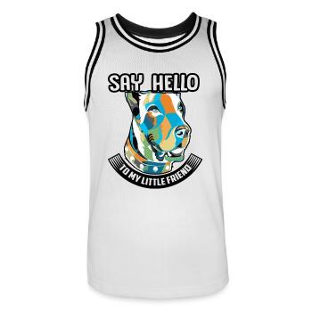 Say Hello To My Little Friend Great Dane - Men's Basketball Jersey - white/black - Front - AI Model Male 185 dark (185cm)