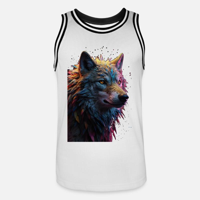 Wolf Wolfskopf Raubtier Geschenk - Männer Basketball-Trikot - Weiß/Schwarz