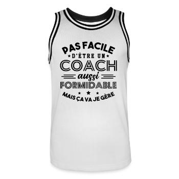 Cadeau Formidable pour Coach Formidable - Maillot de basket Homme - blanc/noir - Devant - AI Model Male 185 dark (185cm)