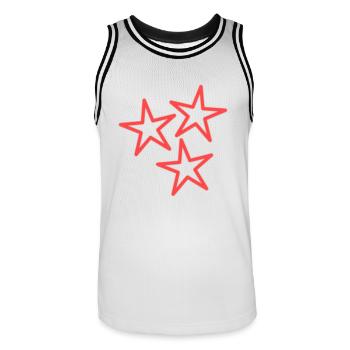 STAR. STARS. STAR. FEAST. ANNIVERSARY. CHRISTMAS - Men's Basketball Jersey - white/black - Front - AI Model Male 185 dark (185cm)