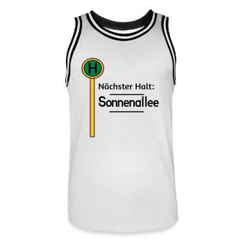 Nächster Halt Sonnenallee - Männer Basketball-Trikot - Weiß/Schwarz - Vorne - AI Model Male 185 dark (185cm)