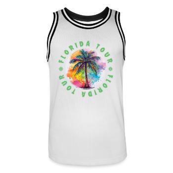 Florida Tour Urlaub Plame Bunt - Männer Basketball-Trikot - Weiß/Schwarz - Vorne - AI Model Male 185 dark (185cm)