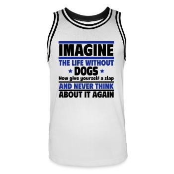 Imaginez une vie sans chiens - Maillot de basket Homme - blanc/noir - Devant - AI Model Male 185 dark (185cm)