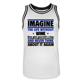 Imaginez une vie sans vin - Maillot de basket Homme - blanc/noir - Devant - AI Model Male 185 dark (185cm)