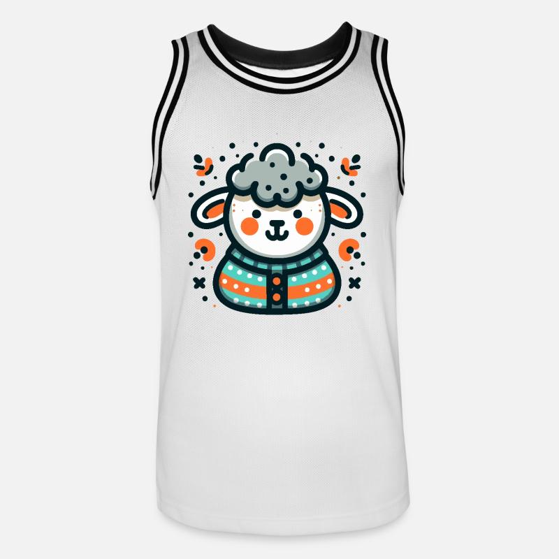 Süßes Schaf im Pullover - Männer Basketball-Trikot - Weiß/Schwarz