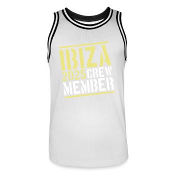 Ibiza 2025 Crew - Men's Basketball Jersey - white/black - Front - AI Model Male 185 dark (185cm)