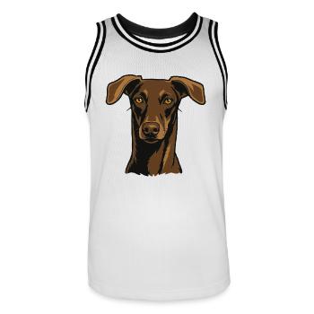 Proud greyhound – noble look - Men's Basketball Jersey - white/black - Front - AI Model Male 185 dark (185cm)