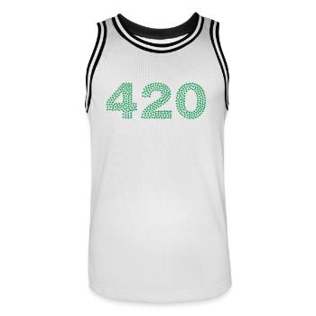 420 Hanfblätter Cannabis Geschenk Geschenkidee - Männer Basketball-Trikot - Weiß/Schwarz - Vorne - AI Model Male 185 dark (185cm)