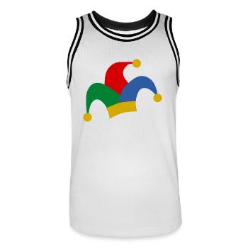 clown harlekin hofnarr kasper komiker narr witzbol - Männer Basketball-Trikot - Weiß/Schwarz - Vorne - AI Model Male 185 dark (185cm)
