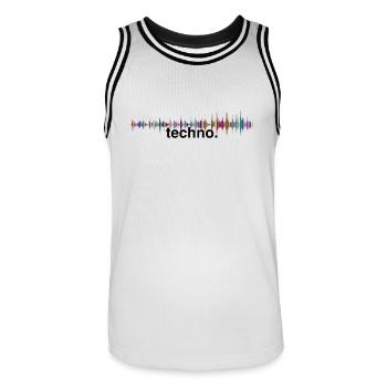 techno - Men's Basketball Jersey - white/black - Front - AI Model Male 185 dark (185cm)