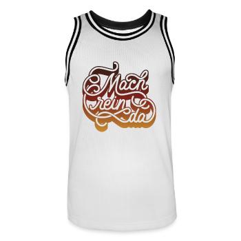 machreinda 04 - Men's Basketball Jersey - white/black - Front - AI Model Male 185 dark (185cm)