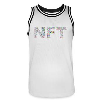 NFT Text - Men's Basketball Jersey - white/black - Front - AI Model Male 185 dark (185cm)
