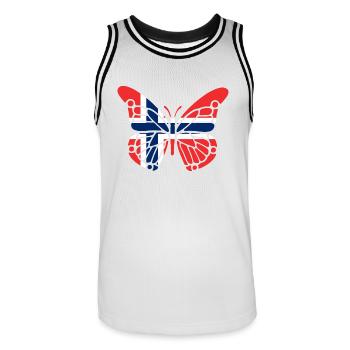 Papillon avec drapeau de la Norvège - Maillot de basket Homme - blanc/noir - Devant - AI Model Male 185 dark (185cm)