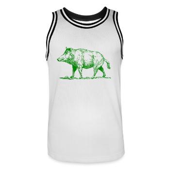 pig39 - Männer Basketball-Trikot - Weiß/Schwarz - Vorne - AI Model Male 185 dark (185cm)