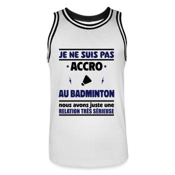Je ne suis pas accro au badminton - Maillot de basket Homme - blanc/noir - Devant - AI Model Male 185 dark (185cm)