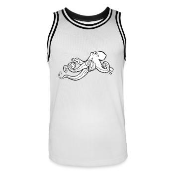 poulpe géant calmar, poulpe, calmar, poissons seiche - Maillot de basket Homme - blanc/noir - Devant - AI Model Male 185 dark (185cm)