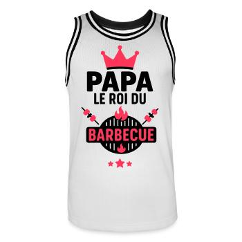 Papa le roi du barbecue, Fête des Pères, noël - Maillot de basket Homme - blanc/noir - Devant - AI Model Male 185 dark (185cm)