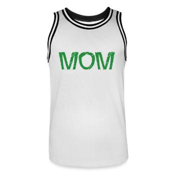 HAPPY MOTHER'S DAY. MOM. MOTHER's DAY. MOM - Men's Basketball Jersey - white/black - Front - AI Model Male 185 dark (185cm)