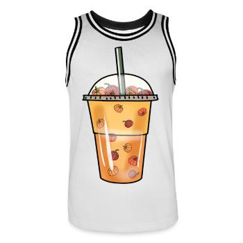 Bubble Tea Boba Kürbis Kugeln Halloween Becher - Männer Basketball-Trikot - Weiß/Schwarz - Vorne - AI Model Male 185 dark (185cm)
