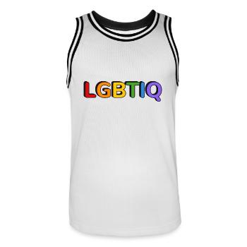 LGBTIQ - Men's Basketball Jersey - white/black - Front - AI Model Male 185 dark (185cm)