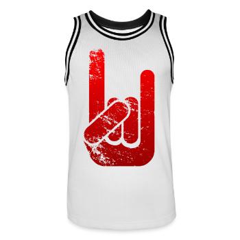 ROCK - Métal voeux en rouge - look grunge - Maillot de basket Homme - blanc/noir - Devant - AI Model Male 185 dark (185cm)
