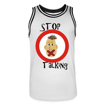 Stop Talking - Männer Basketball-Trikot - Weiß/Schwarz - Vorne - AI Model Male 185 dark (185cm)