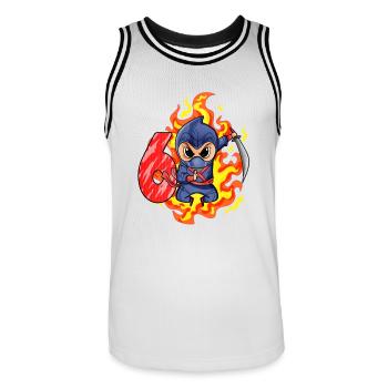 6. Geburtstag Junge 6 Jahre alt Ninja - Männer Basketball-Trikot - Weiß/Schwarz - Vorne - AI Model Male 185 dark (185cm)
