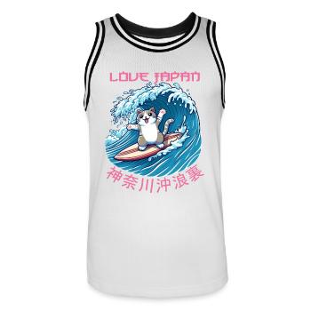 Love Japan Cat Kanagawa Surfer - Men's Basketball Jersey - white/black - Front - AI Model Male 185 dark (185cm)