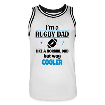 Ich bin ein Rugby Papa - Männer Basketball-Trikot - Weiß/Schwarz - Vorne - AI Model Male 185 dark (185cm)