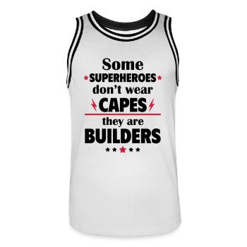 Certains héros ne portent pas de capes, ce sont des bâtisseurs - Maillot de basket Homme - blanc/noir - Devant - AI Model Male 185 dark (185cm)