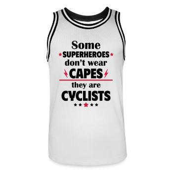 Certains héros ne portent pas de capes, les cyclistes - Maillot de basket Homme - blanc/noir - Devant - AI Model Male 185 dark (185cm)