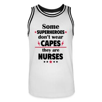 Certains héros ne portent pas de capes, les infirmières - Maillot de basket Homme - blanc/noir - Devant - AI Model Male 185 dark (185cm)