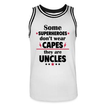 Some heroes don't wear capes, they're uncles - Men's Basketball Jersey - white/black - Front - AI Model Male 185 dark (185cm)